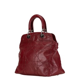 Christian Dior Dior Granville Cannage Handbag Shoulder Bag Wine Red Leather Women's