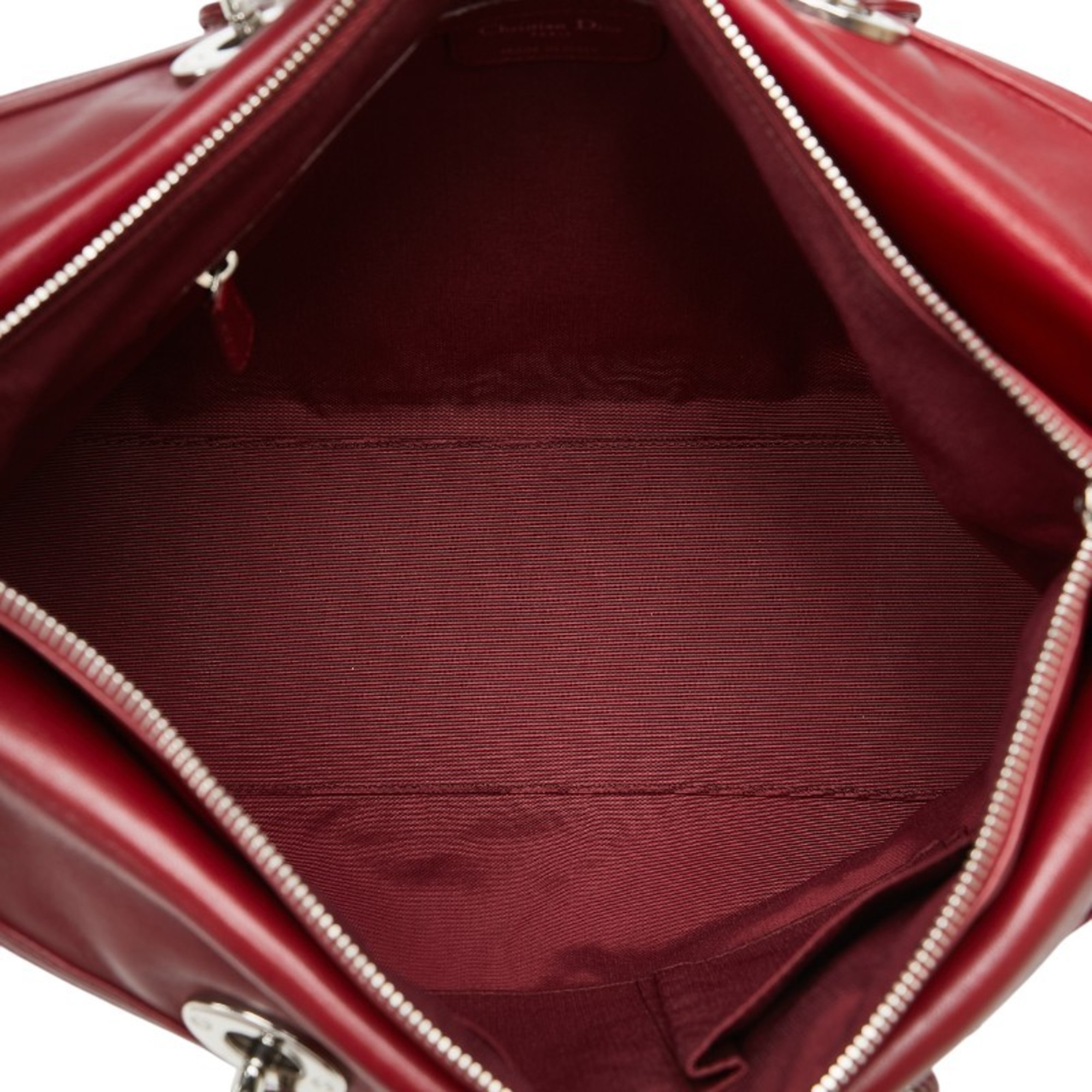 Christian Dior Dior Granville Cannage Handbag Shoulder Bag Wine Red Leather Women's