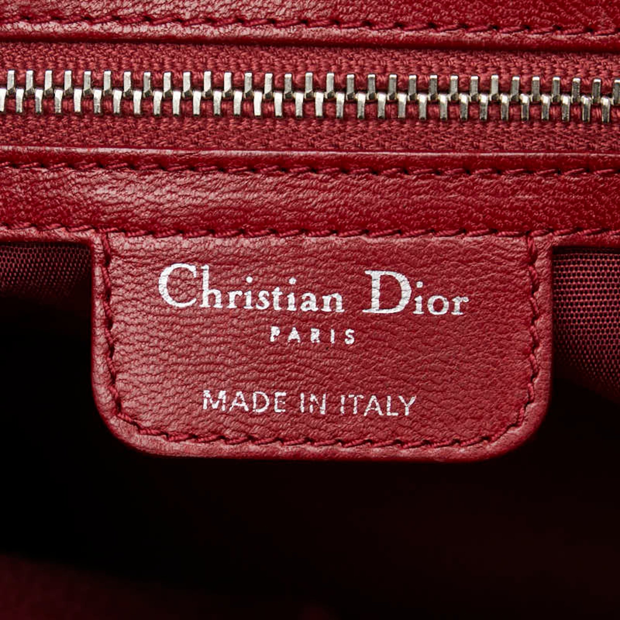 Christian Dior Dior Granville Cannage Handbag Shoulder Bag Wine Red Leather Women's