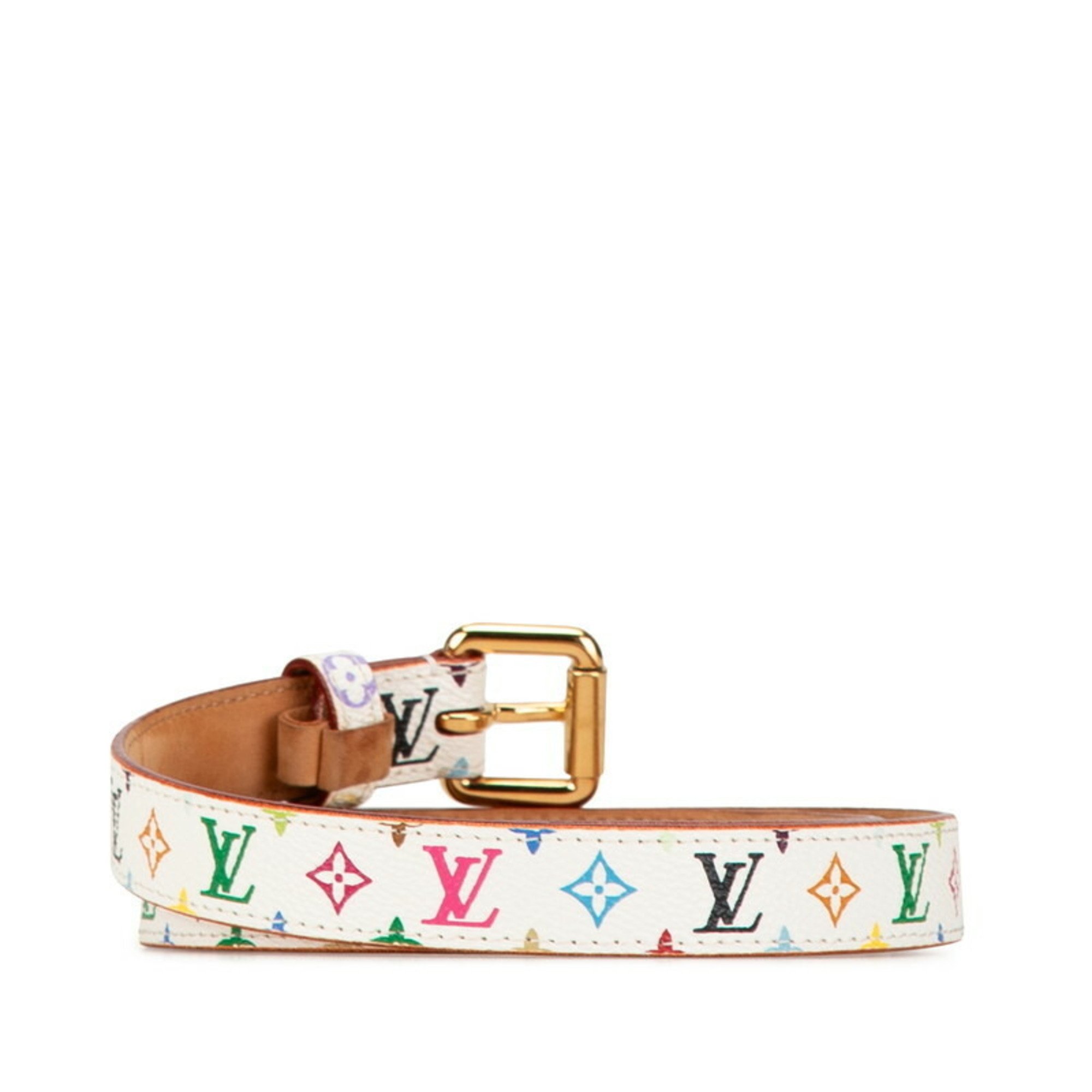 Louis Vuitton Monogram Multicolor Santur Belt 28/70 M9272W Blanc White PVC Leather Women's LOUIS VUITTON