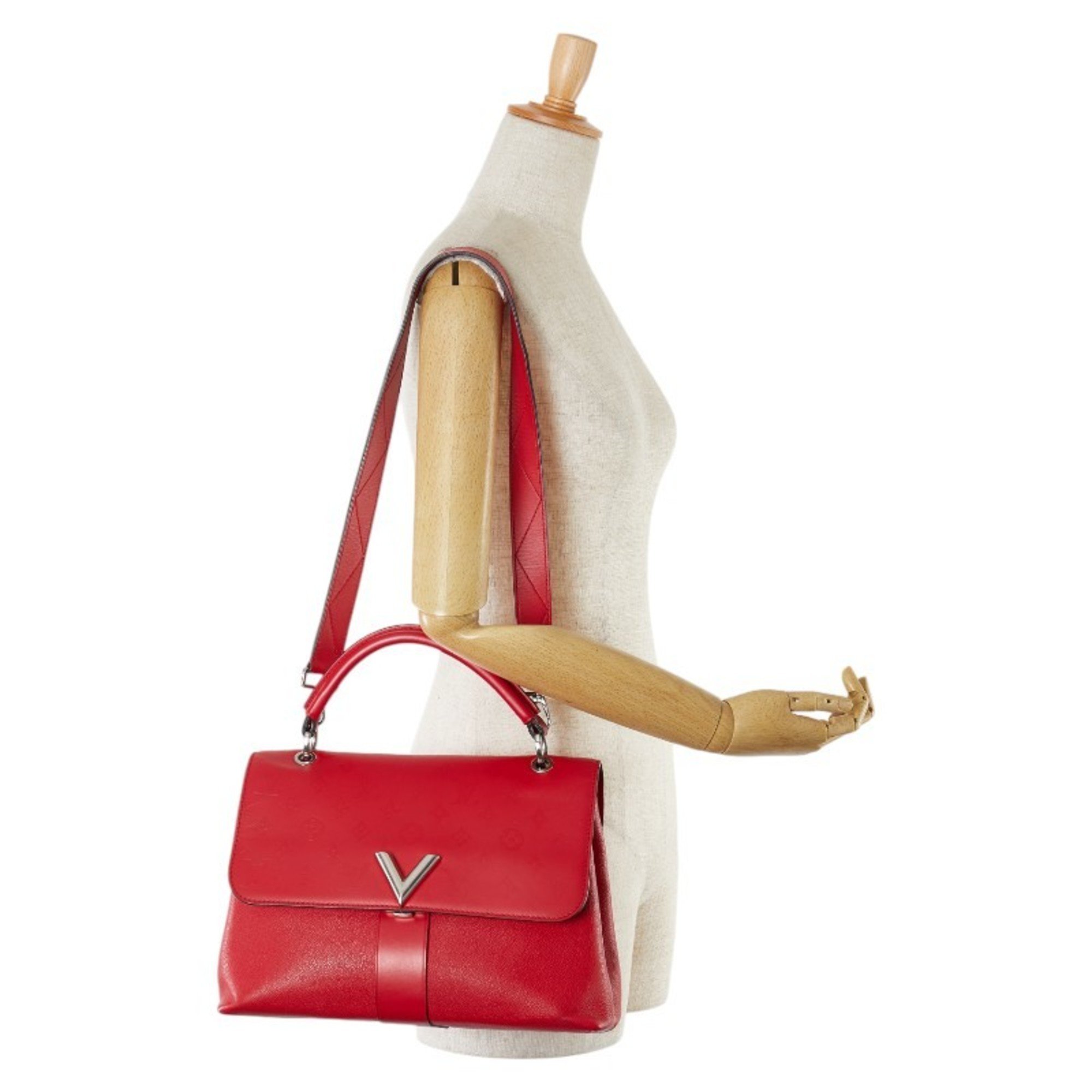 Louis Vuitton Monogram Very Handbag Shoulder Bag M42905 Red Leather Women's LOUIS VUITTON