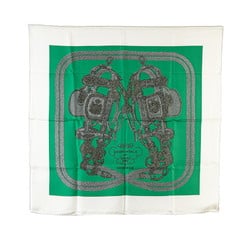 Hermes Carre 90 BRIDES de GALA Ceremonial Bridle Scarf Muffler Green White Silk Women's HERMES