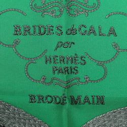 Hermes Carre 90 BRIDES de GALA Ceremonial Bridle Scarf Muffler Green White Silk Women's HERMES