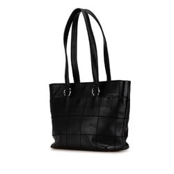 CHANEL Chocolate Bar Tote Bag Shoulder Black Caviar Skin Women's