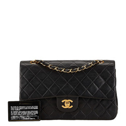 Chanel Matelasse 25 Double Flap Coco Mark Chain Shoulder Bag Handbag Black Lambskin Women's CHANEL