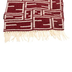 FENDI ZUCCA SCARF WINE RED WHITE WOOL WOMEN'S