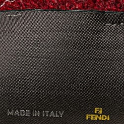 FENDI ZUCCA SCARF WINE RED WHITE WOOL WOMEN'S