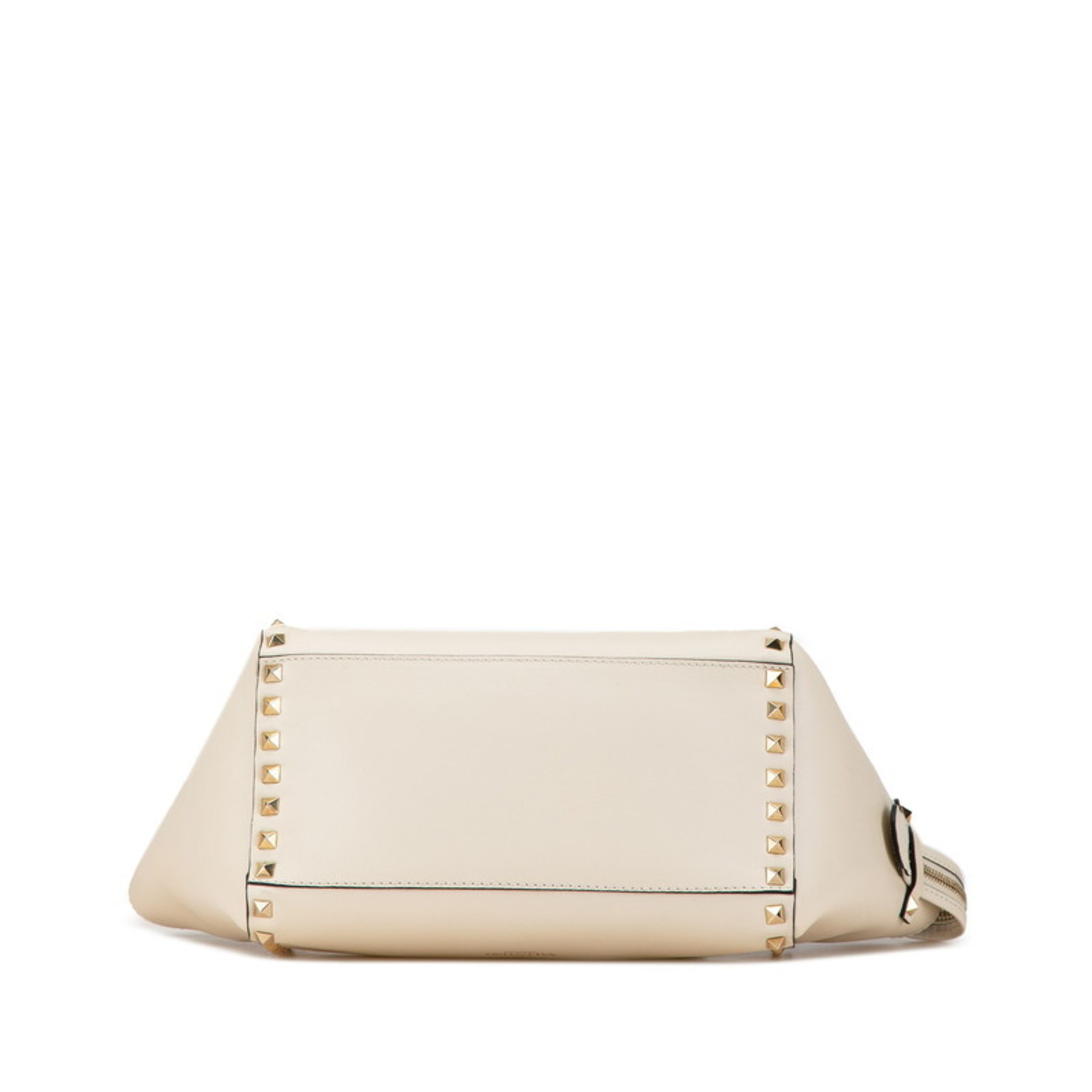 Valentino Rockstud Handbag Shoulder Bag White Leather Women's