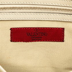 Valentino Rockstud Handbag Shoulder Bag White Leather Women's