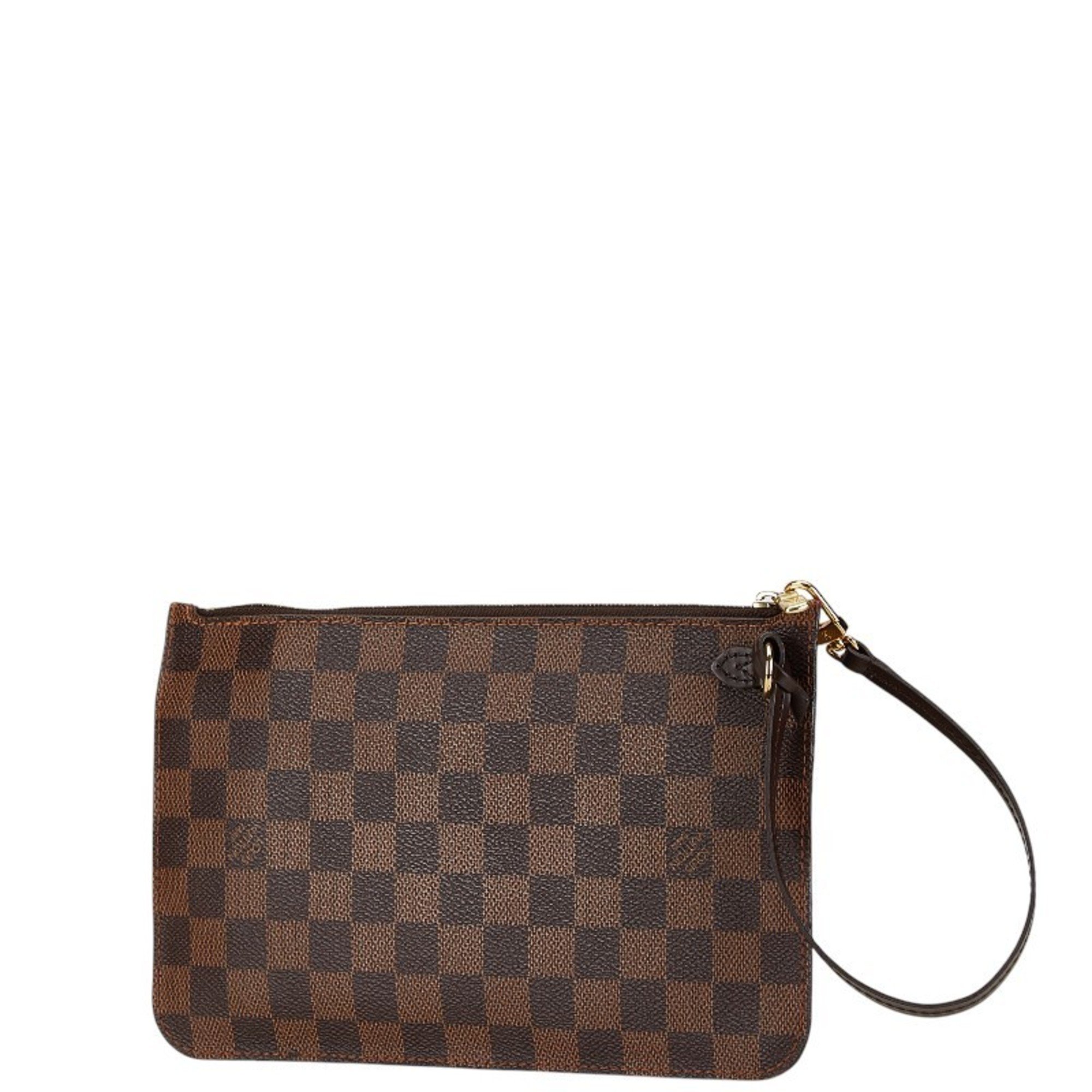 Louis Vuitton Damier Neverfull Pouch Brown PVC Leather Women's LOUIS VUITTON