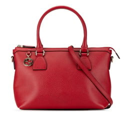 Gucci Interlocking G Handbag Shoulder Bag 449659 Red Leather Women's GUCCI