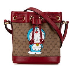 Gucci x Doraemon Micro GG Supreme Shoulder Bag 647801 Brown Red PVC Leather Women's GUCCI