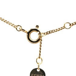 FENDI Orlock FF Rhinestone Necklace Gold Plated Women's