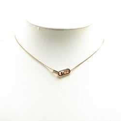 FENDI Orlock FF Rhinestone Necklace Gold Plated Women's