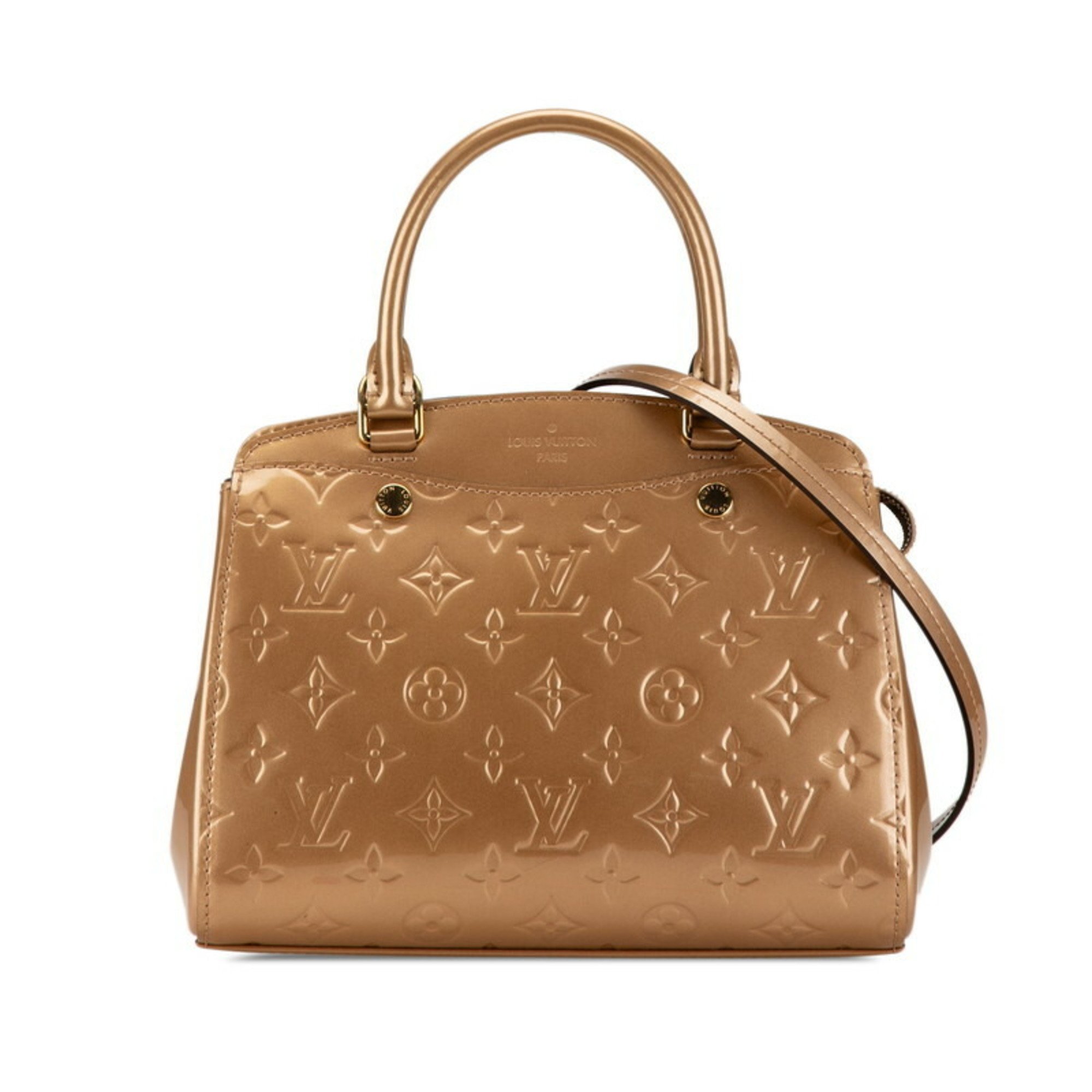 Louis Vuitton Monogram Vernis PM Handbag Shoulder Bag M50809 Mondol Gold Patent Leather Women's LOUIS VUITTON