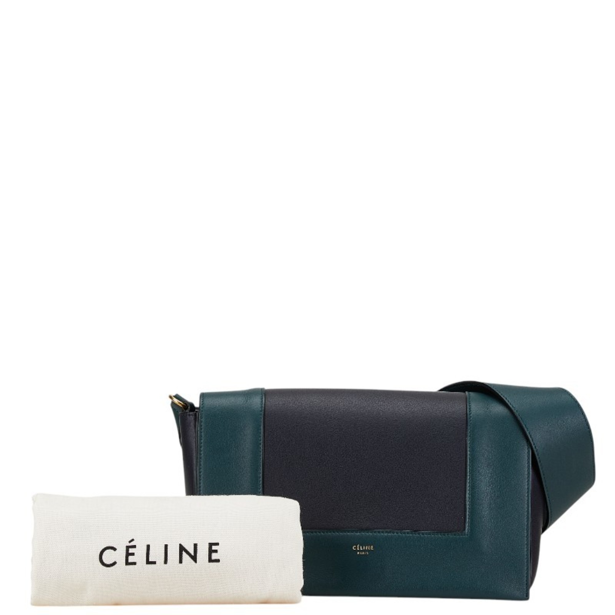 CELINE FRAME MEDIUM BAG GREEN BLACK LEATHER WOMEN