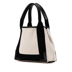 Balenciaga Navy Cabas XS Handbag Shoulder Bag 390346 Beige Black Canvas Leather Women's BALENCIAGA