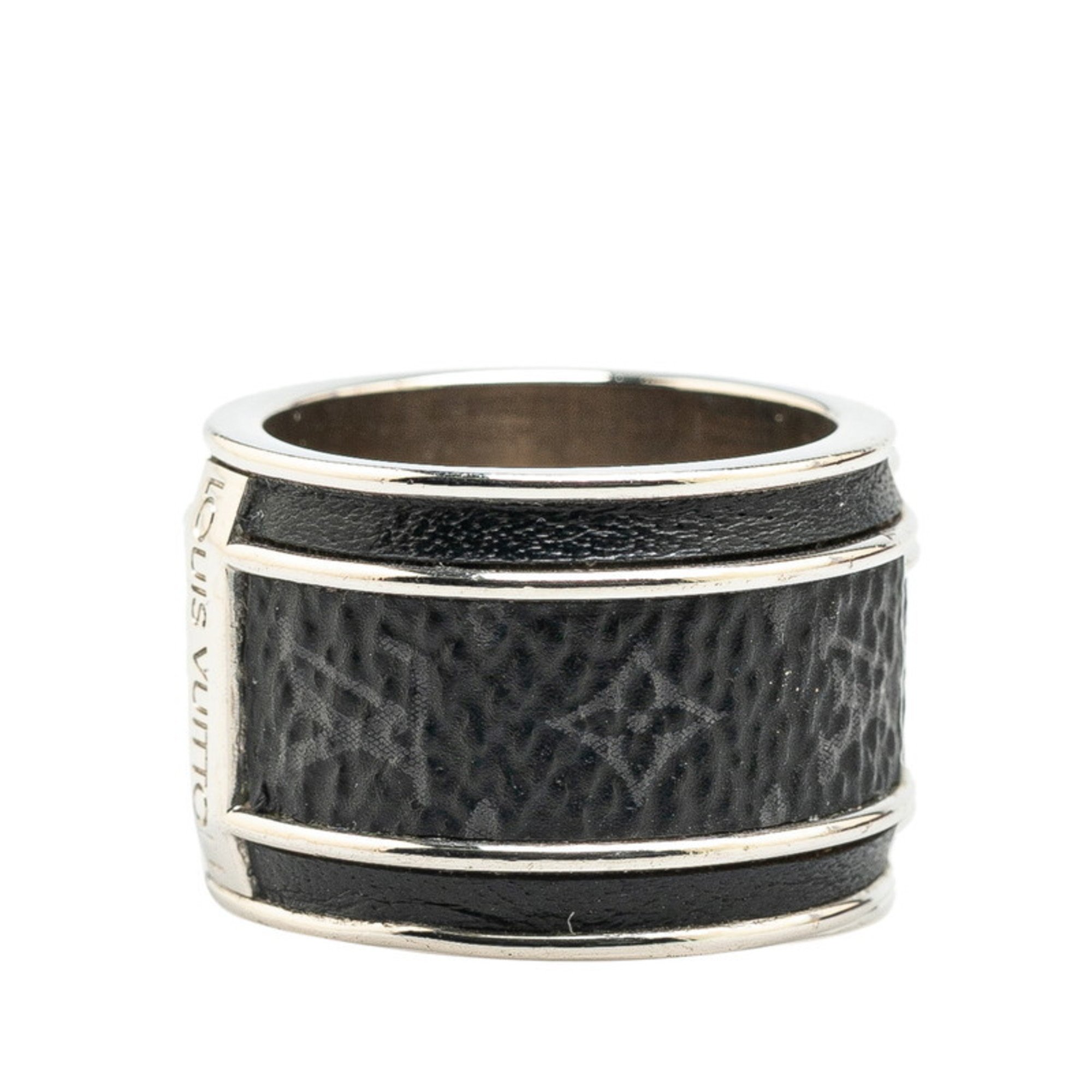 Louis Vuitton Monogram Eclipse Berg Ring #L M68206 Silver Black Metal PVC Men's LOUIS VUITTON