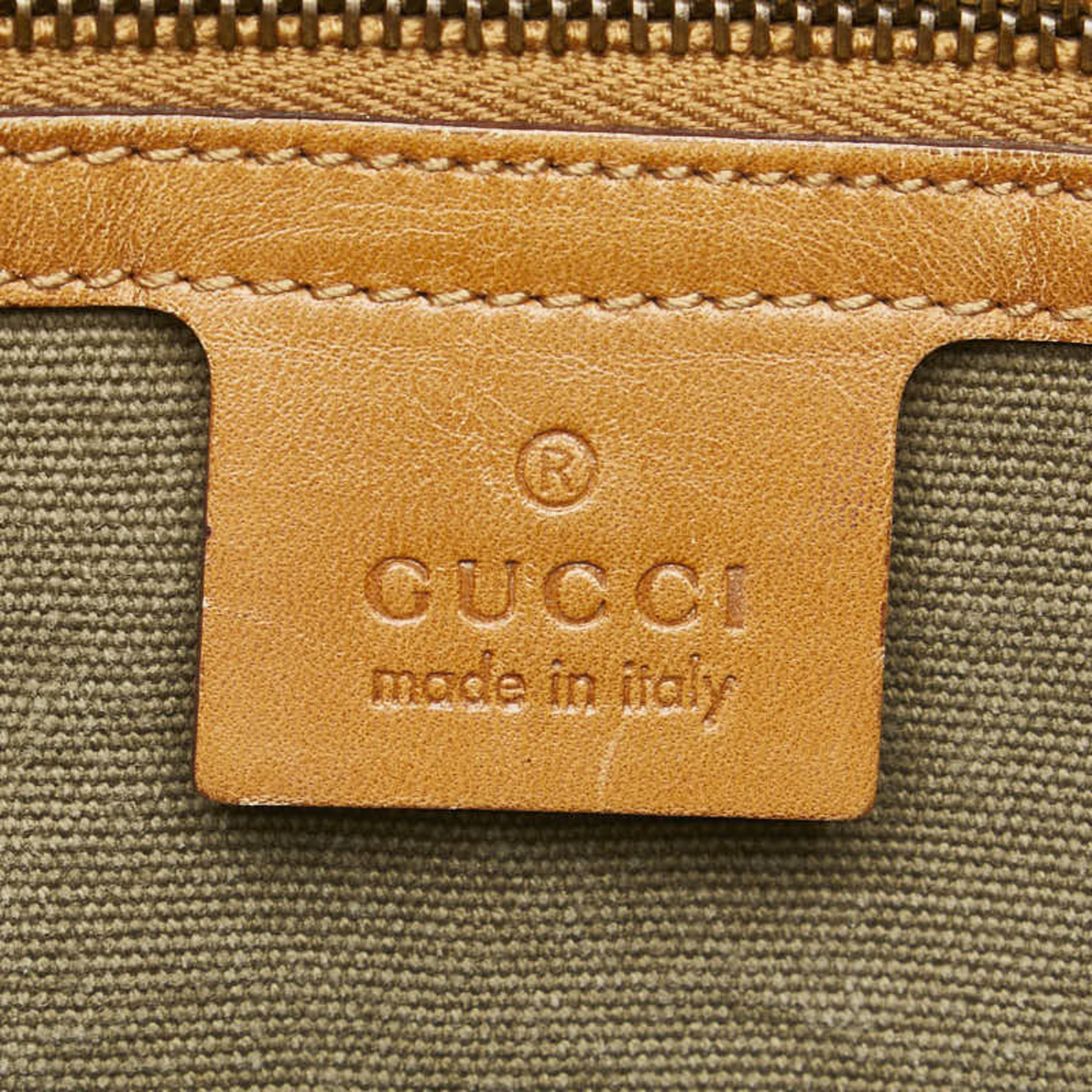 Gucci Tote Bag Handbag 109133 Khaki Brown Canvas Leather Women's GUCCI