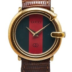 Gucci Sherry Line Watch Quartz Green Red Dial Leather Women's GUCCI