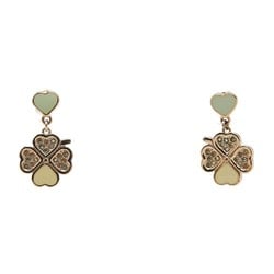 Christian Dior Dior Clover Heart Earrings Gold Plated Rhinestones Women's