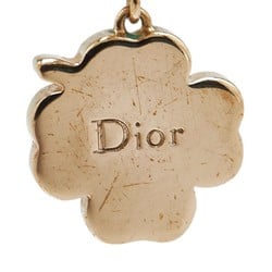 Christian Dior Dior Clover Heart Earrings Gold Plated Rhinestones Women's