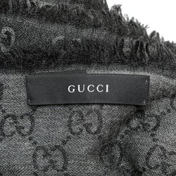 Gucci GG Pattern Stole Grey Black Wool Silk Women's GUCCI