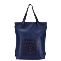 LOEWE Anagram Tote Bag Shoulder Navy Leather Women's