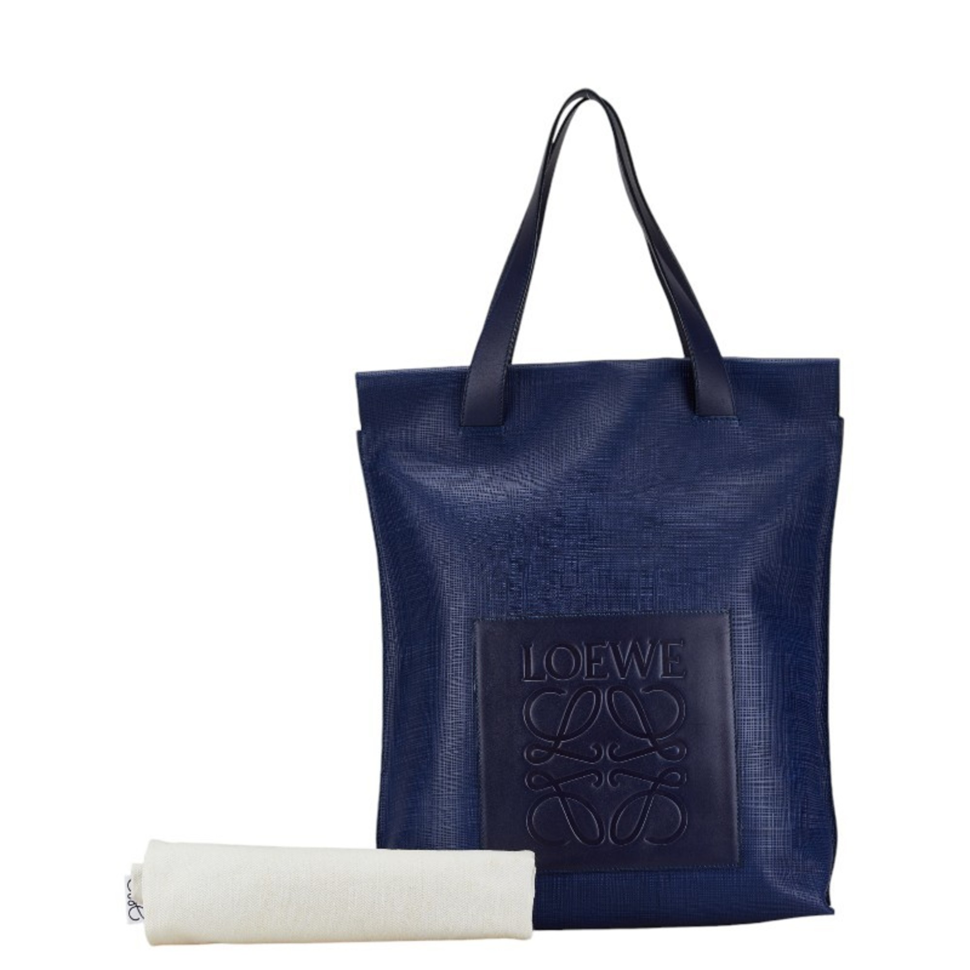 LOEWE Anagram Tote Bag Shoulder Navy Leather Women's