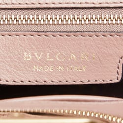 BVLGARI Isabella Handbag Shoulder Bag 34425 Beige Pink Canvas Leather Women's