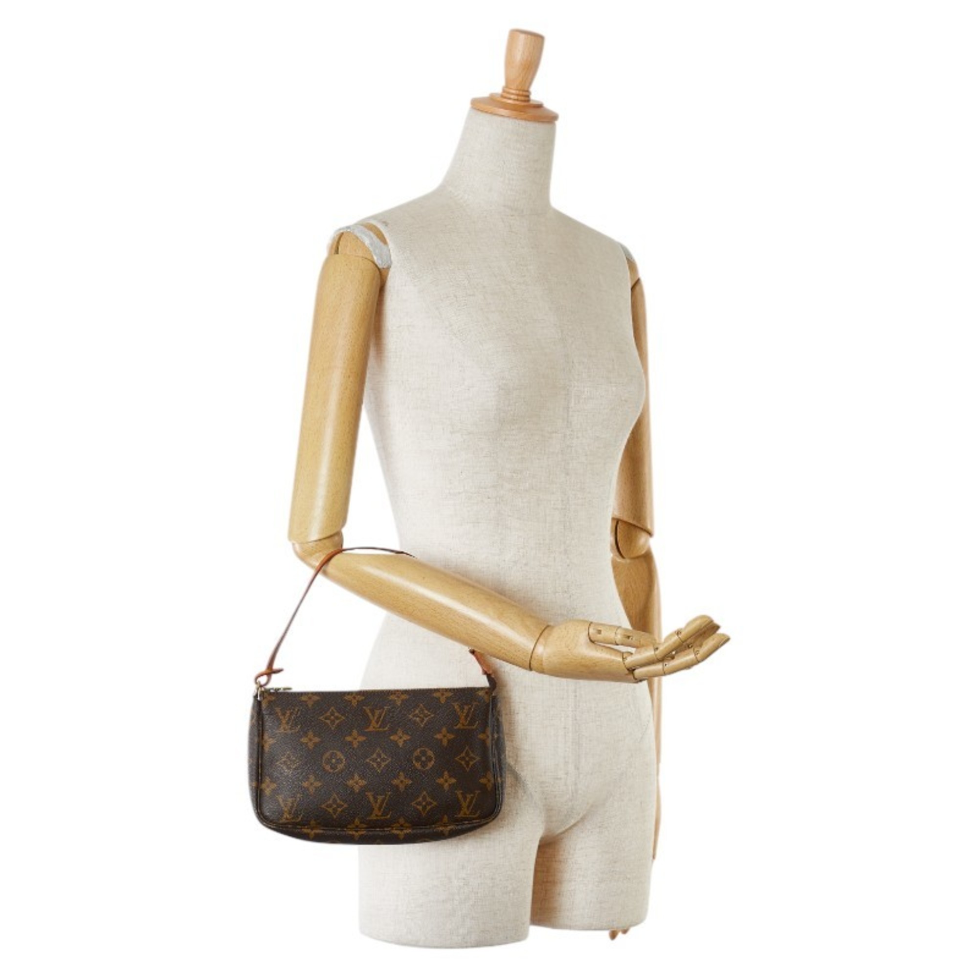 Louis Vuitton Monogram Pochette Accessoires Handbag M51980 Brown PVC Leather Women's LOUIS VUITTON