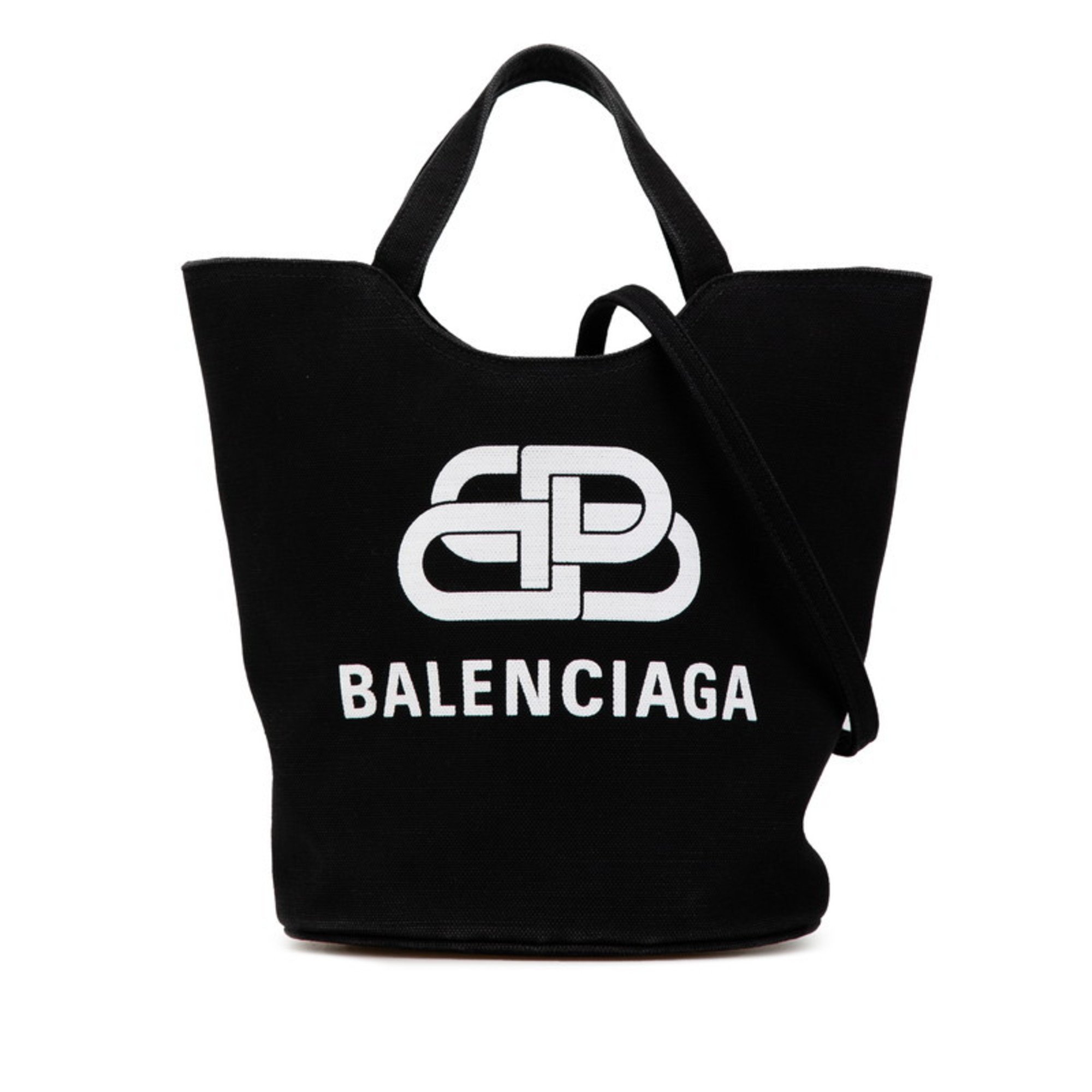 Balenciaga Wave Medium Handbag Shoulder Bag 599332 Black White Canvas Women's BALENCIAGA