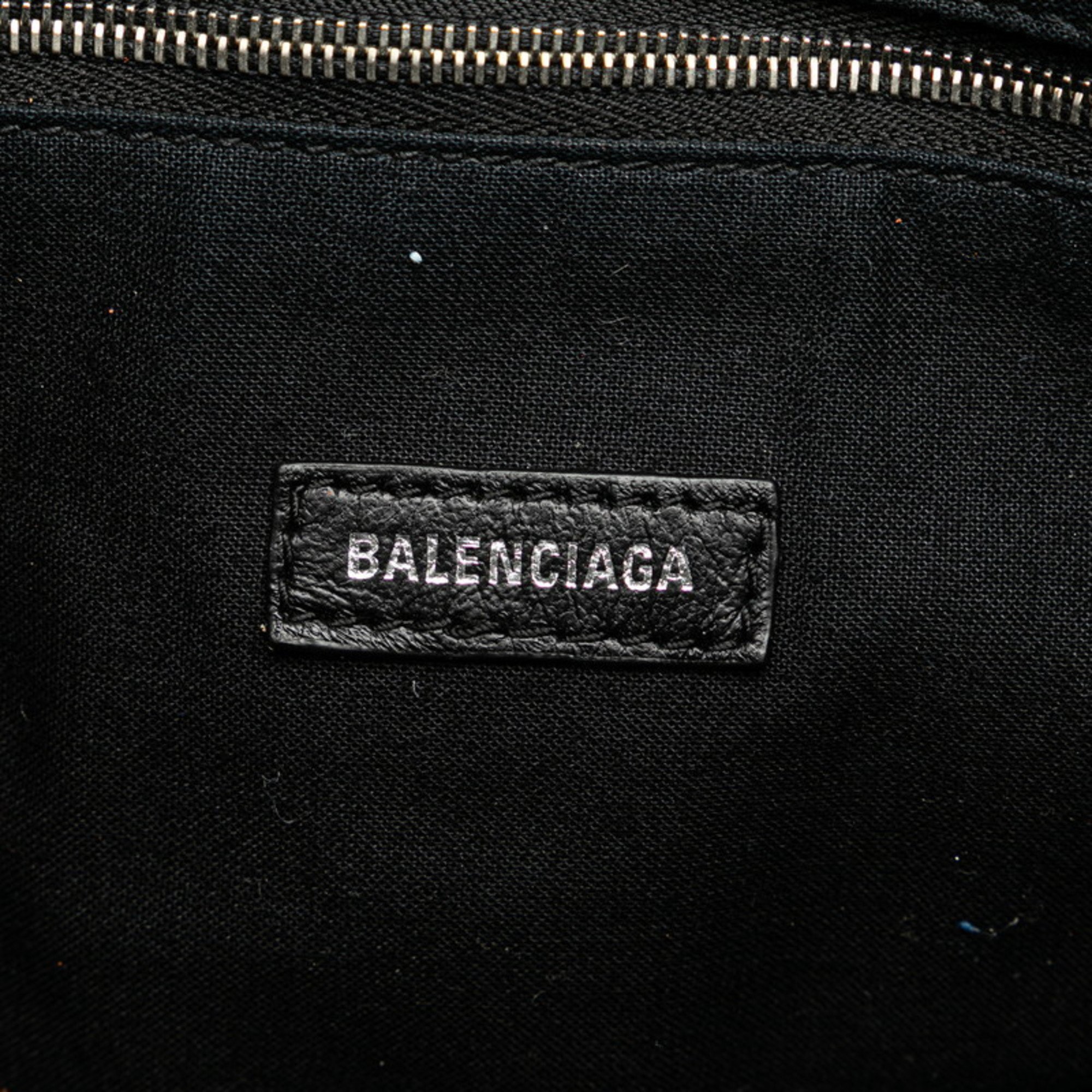 Balenciaga Wave Medium Handbag Shoulder Bag 599332 Black White Canvas Women's BALENCIAGA