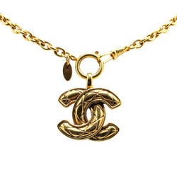 Chanel Matelasse Coco Mark Necklace Gold Plated Women's CHANEL