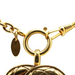 Chanel Matelasse Coco Mark Necklace Gold Plated Women's CHANEL