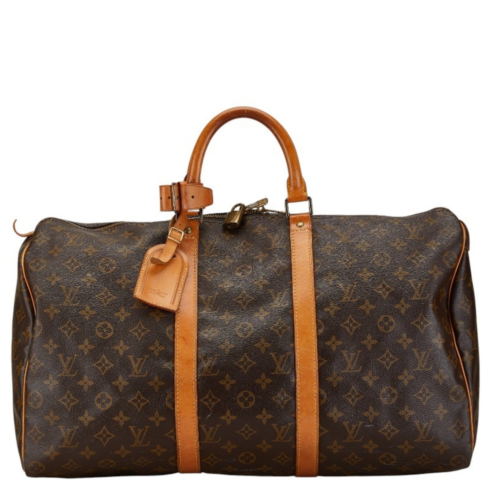 Louis Vuitton Monogram Keepall 50 Boston Bag Travel M41426 Brown PVC Leather Women's LOUIS VUITTON