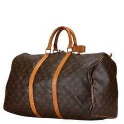 Louis Vuitton Monogram Keepall 50 Boston Bag Travel M41426 Brown PVC Leather Women's LOUIS VUITTON