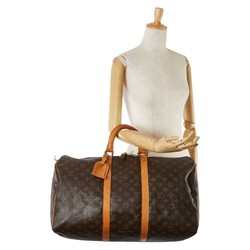 Louis Vuitton Monogram Keepall 50 Boston Bag Travel M41426 Brown PVC Leather Women's LOUIS VUITTON