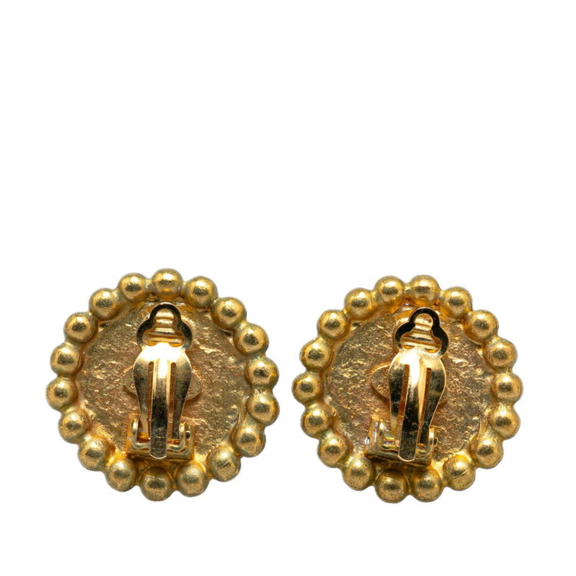 Chanel Coco Mark Earrings Gold Plated Women's CHANEL