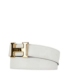 Hermes H Belt 70 White Black Gold Leather Women's HERMES