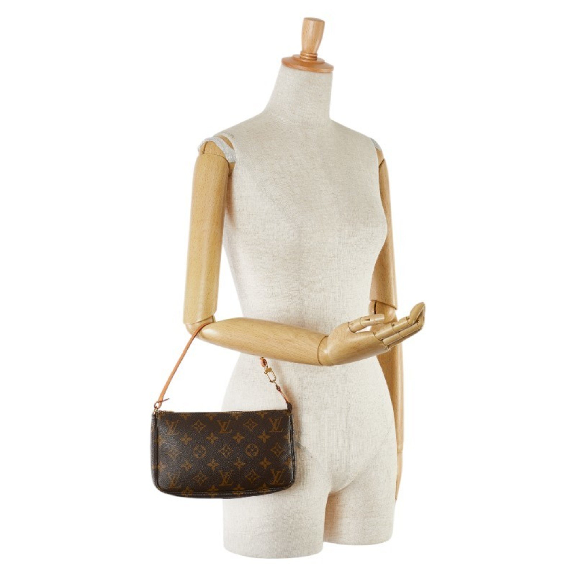 Louis Vuitton Monogram Pochette Accessoires Handbag M51980 Brown PVC Leather Women's LOUIS VUITTON