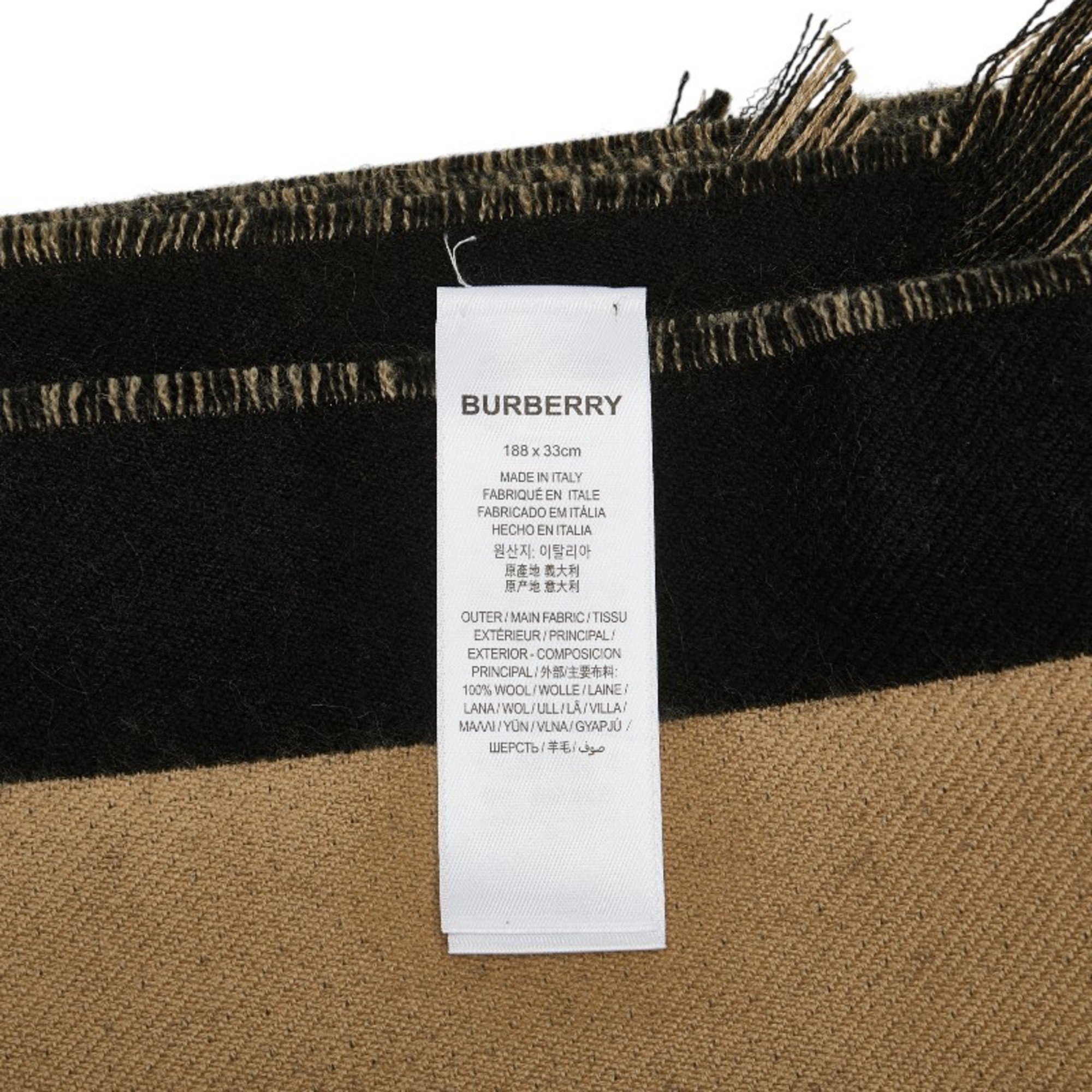 Burberry scarf beige black wool women's BURBERRY