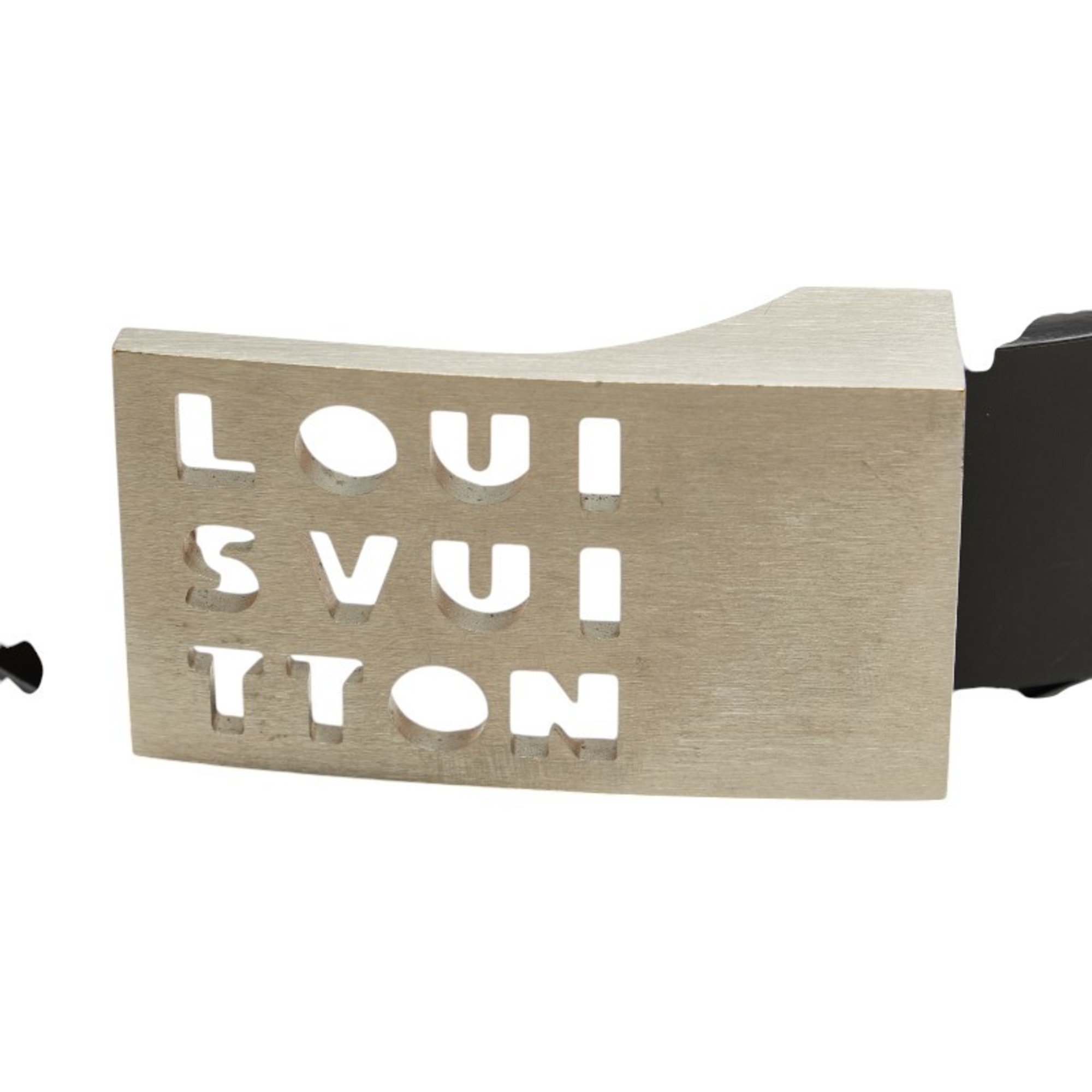 Louis Vuitton Santur LST Belt 85/34 M6809 Black Silver Leather Women's LOUIS VUITTON