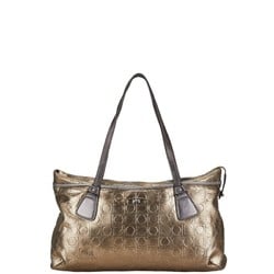 Salvatore Ferragamo Gancini Tote Bag Gold Grey Leather Women's