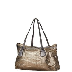 Salvatore Ferragamo Gancini Tote Bag Gold Grey Leather Women's