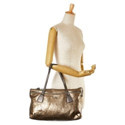 Salvatore Ferragamo Gancini Tote Bag Gold Grey Leather Women's