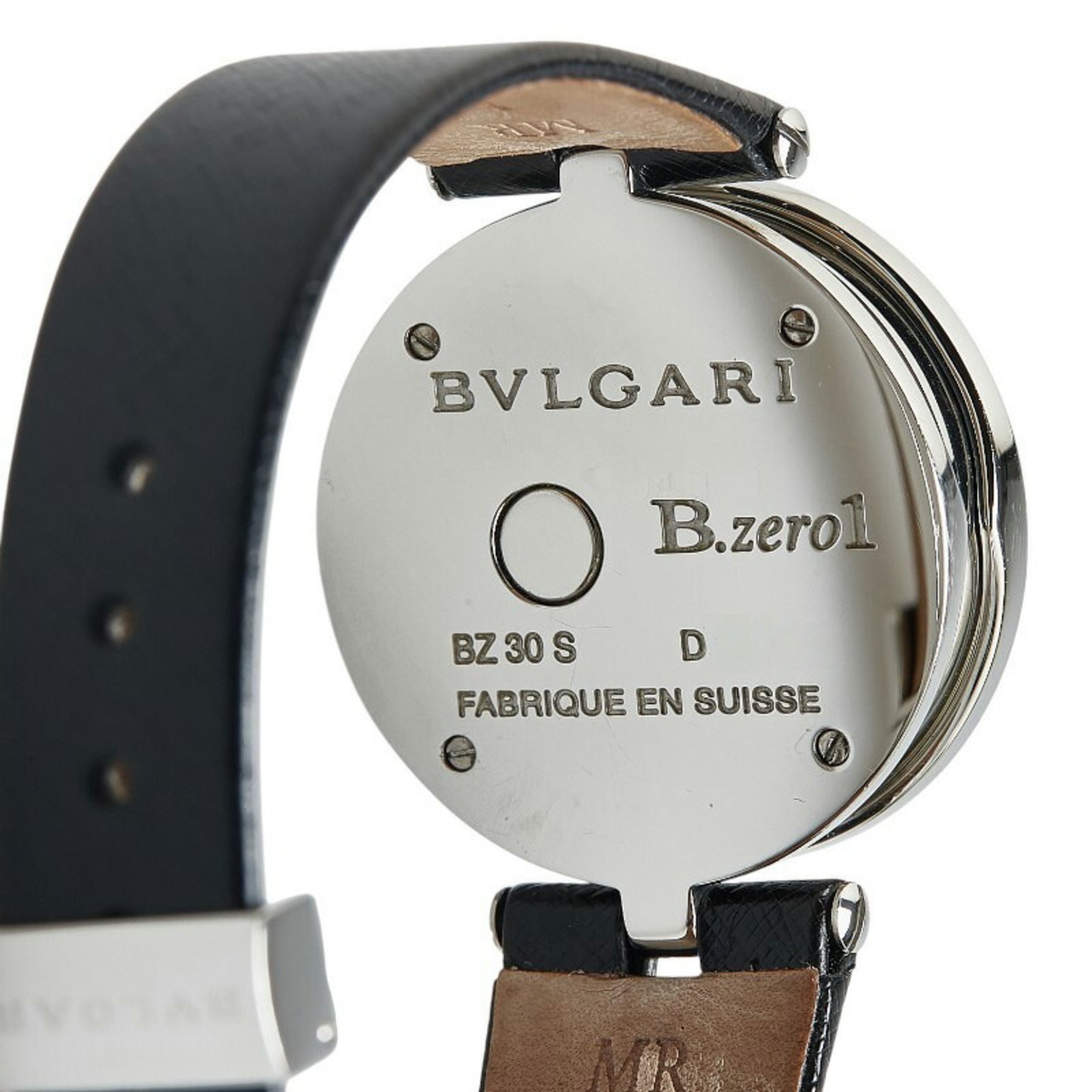 BVLGARI B-zero1 Double Heart Watch BZ30S Quartz Black Dial Stainless Steel Leather Women's