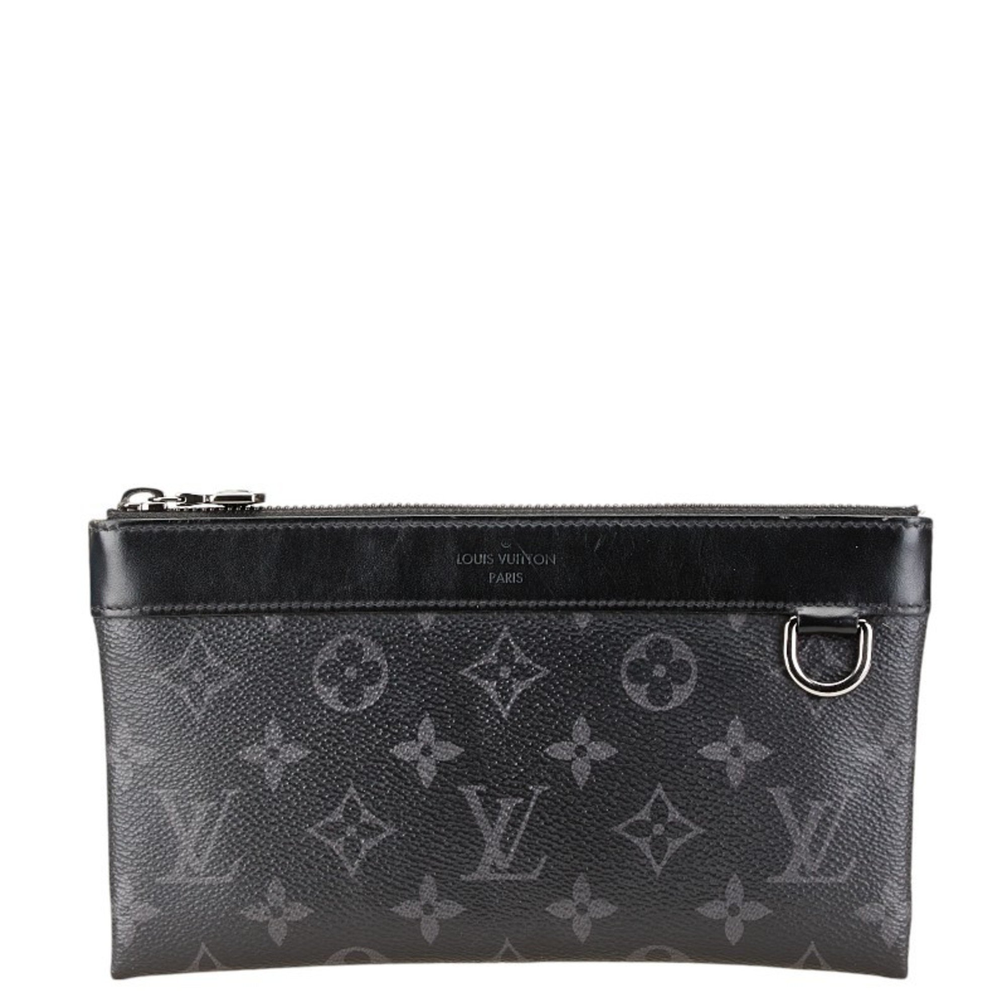 Louis Vuitton Monogram Eclipse Pochette Discovery PM Pouch M44323 Black PVC Leather Men's LOUIS VUITTON