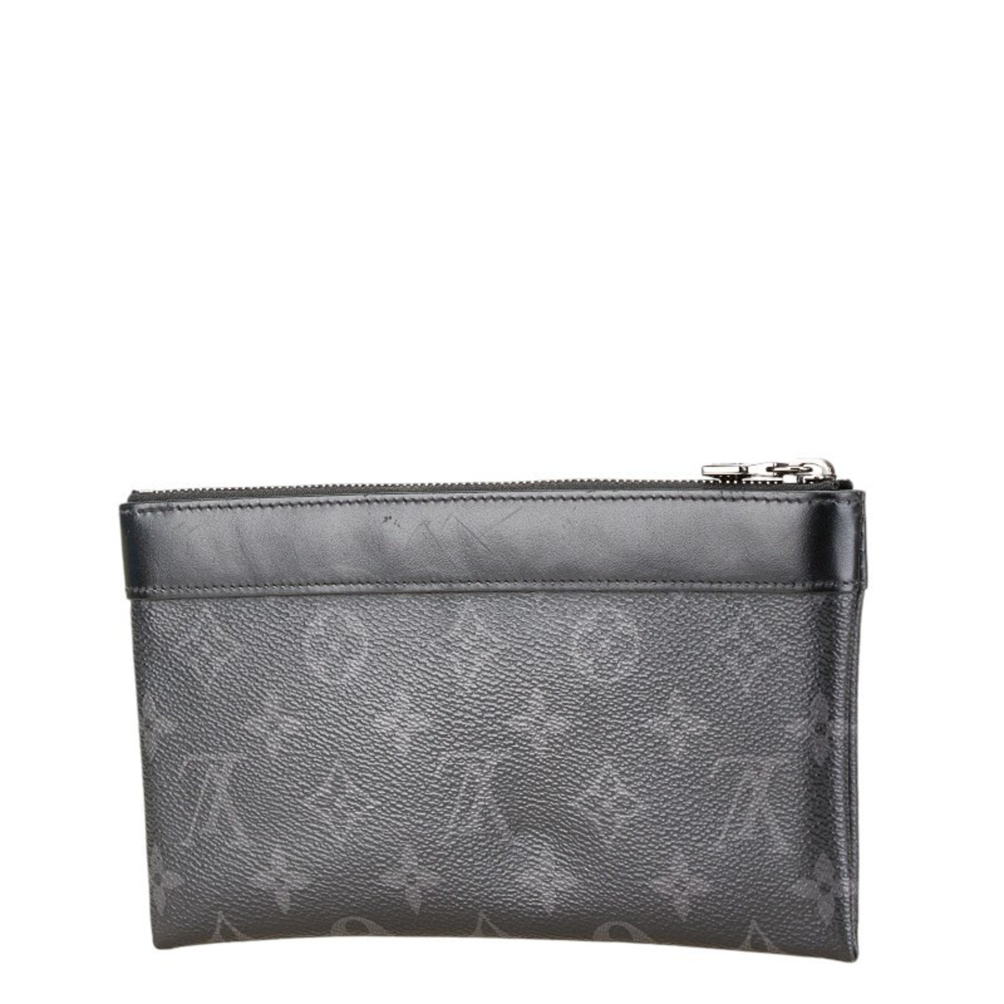 Louis Vuitton Monogram Eclipse Pochette Discovery PM Pouch M44323 Black PVC Leather Men's LOUIS VUITTON