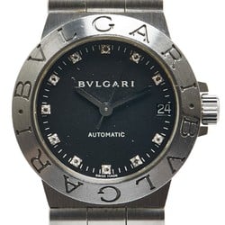 BVLGARI Diagono Sport 11 Diamond Watch LCV29S Automatic Black Dial Stainless Steel Women's